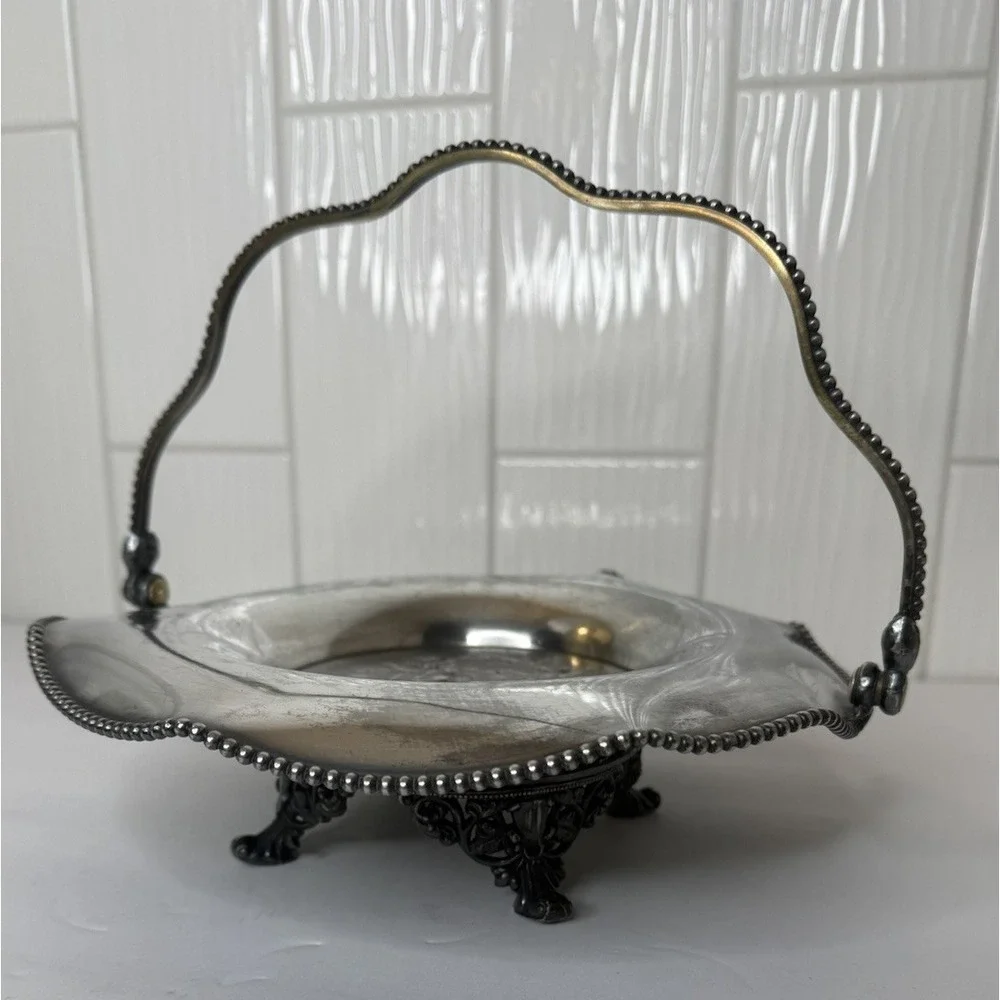 Antique Barbour Silver Co Quadruple Silverplate Bridal Basket Dish 1892-1898 GUC