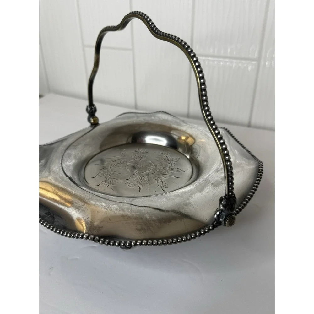 Antique Barbour Silver Co Quadruple Silverplate Bridal Basket Dish 1892-1898 GUC
