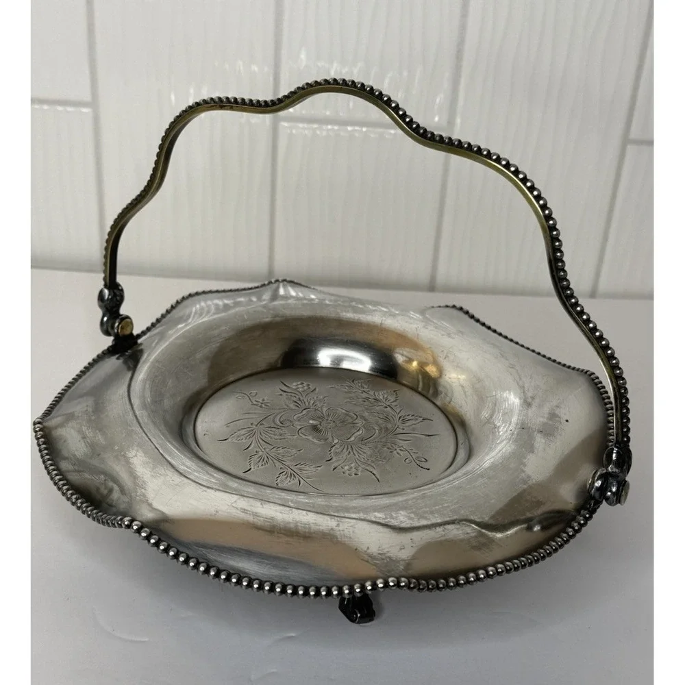 Antique Barbour Silver Co Quadruple Silverplate Bridal Basket Dish 1892-1898 GUC
