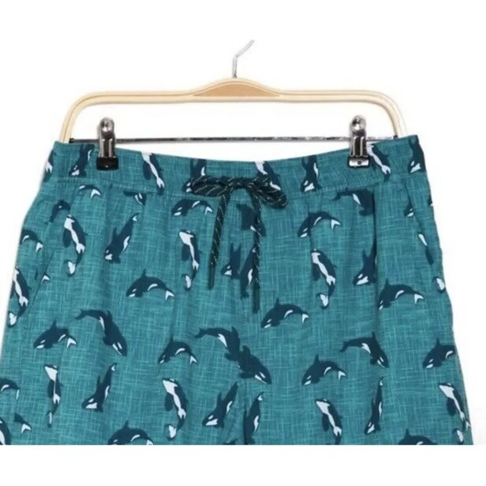 New $46 Eddie Bauer Volley Swim Trunks Shorts Men Green Orca Lined EMS4384 Large
