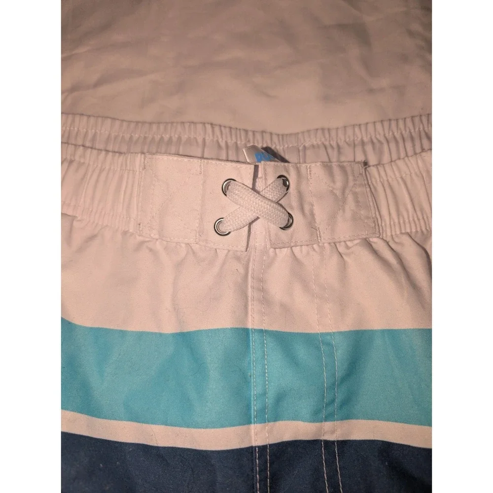 Rugged Butts Men's XXL White‎ Swim Trunks With Colorful Striped Pattern