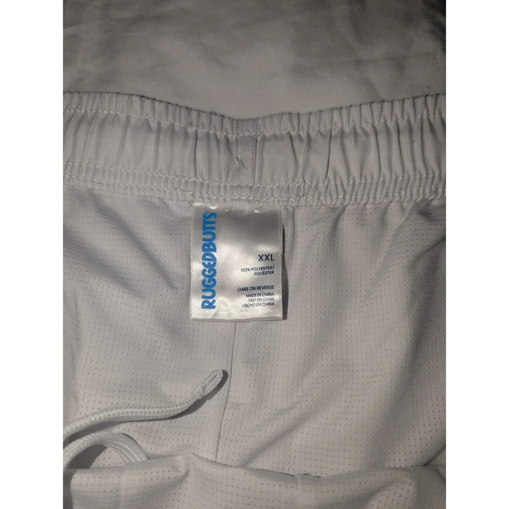 Rugged Butts Men's XXL White‎ Swim Trunks With Colorful Striped Pattern