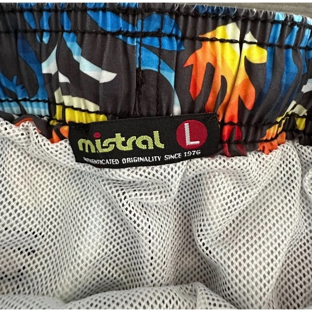 Mistral Mens‎ Swim Shorts Large Geometric Spellout Paddle Board Water Sports