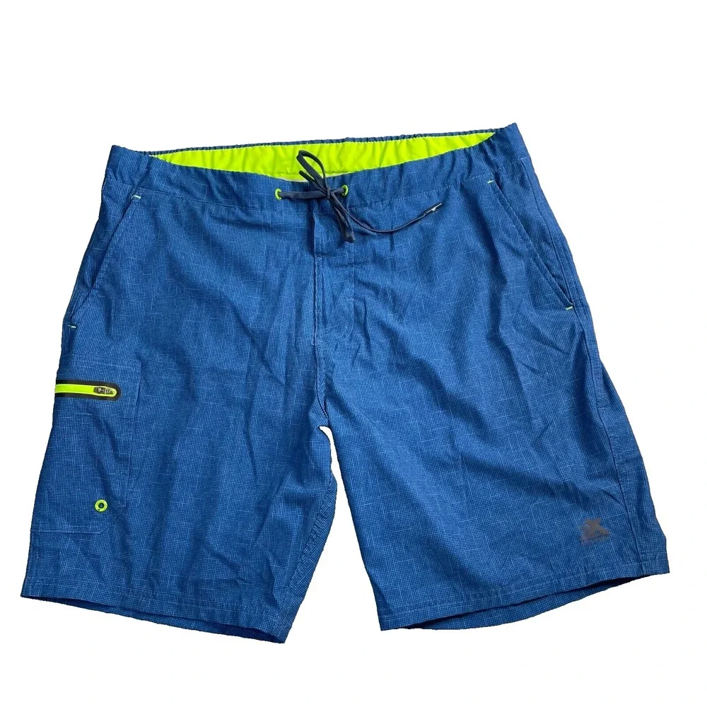 Zero‎ Exposure Men's Sz Lg 38x9 Royal Blue/Lime Swim Board Shorts Lined Pockets