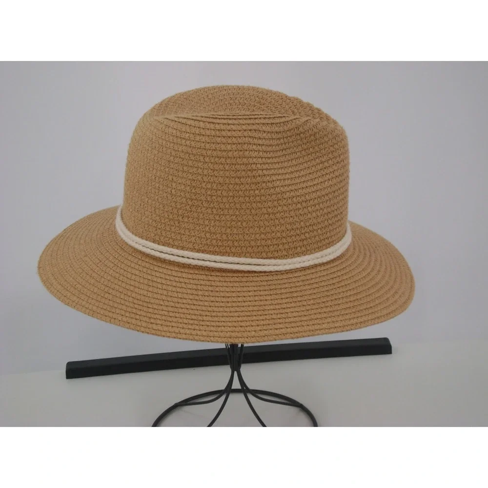 Magid Hats Tan Straw Fedora Sun Hat with Nautical Rope Knot Detail‎ RN 90894