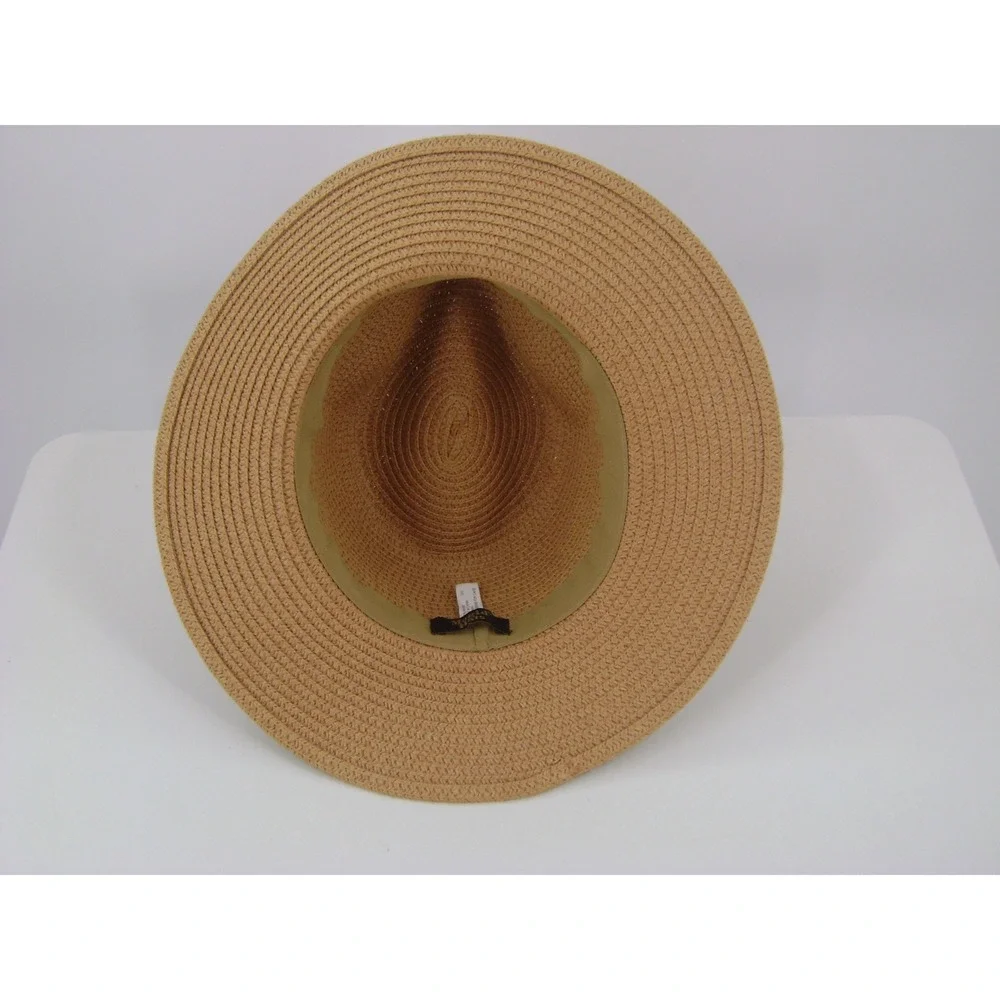 Magid Hats Tan Straw Fedora Sun Hat with Nautical Rope Knot Detail‎ RN 90894