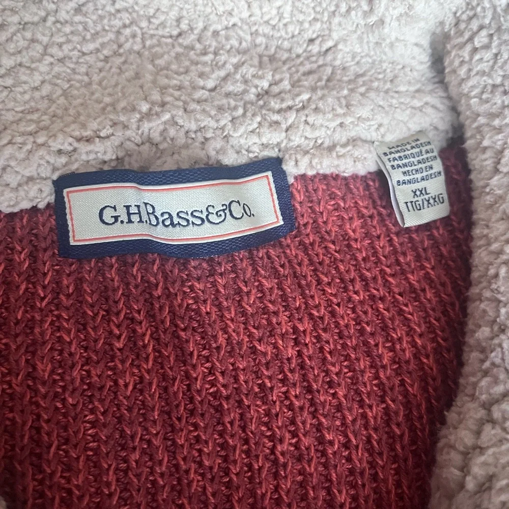 Vintage Rust G.H. Bass‎ & Co. Button Up Mock Neck Sweater
