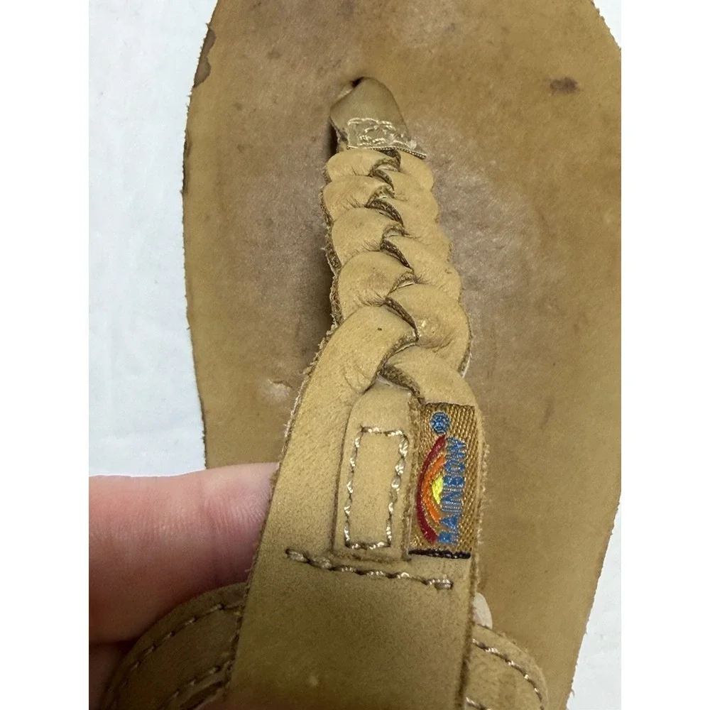 Rainbow T-Street‎ Braided T Strap Sandals Womens M Sierra Light Brown