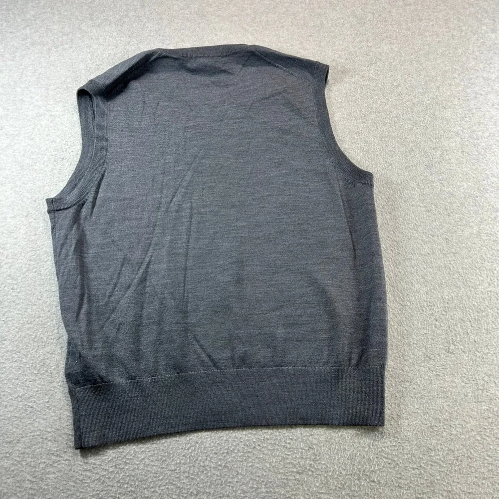 Brooks Brothers Sweater Vest Mens L Grey Saxon Wool V-Neck Classic Layering