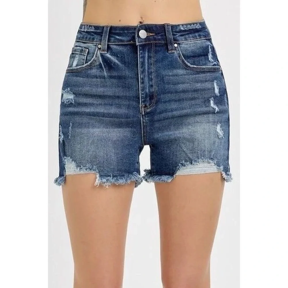 RISEN Distressed Raw Hem Denim‎ Shorts Size Small