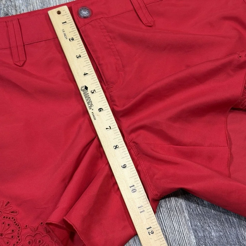 Athleta Coastal Eyelet Floral Embroidered Shorts Womens Size 6 Red Golf‎ Resort