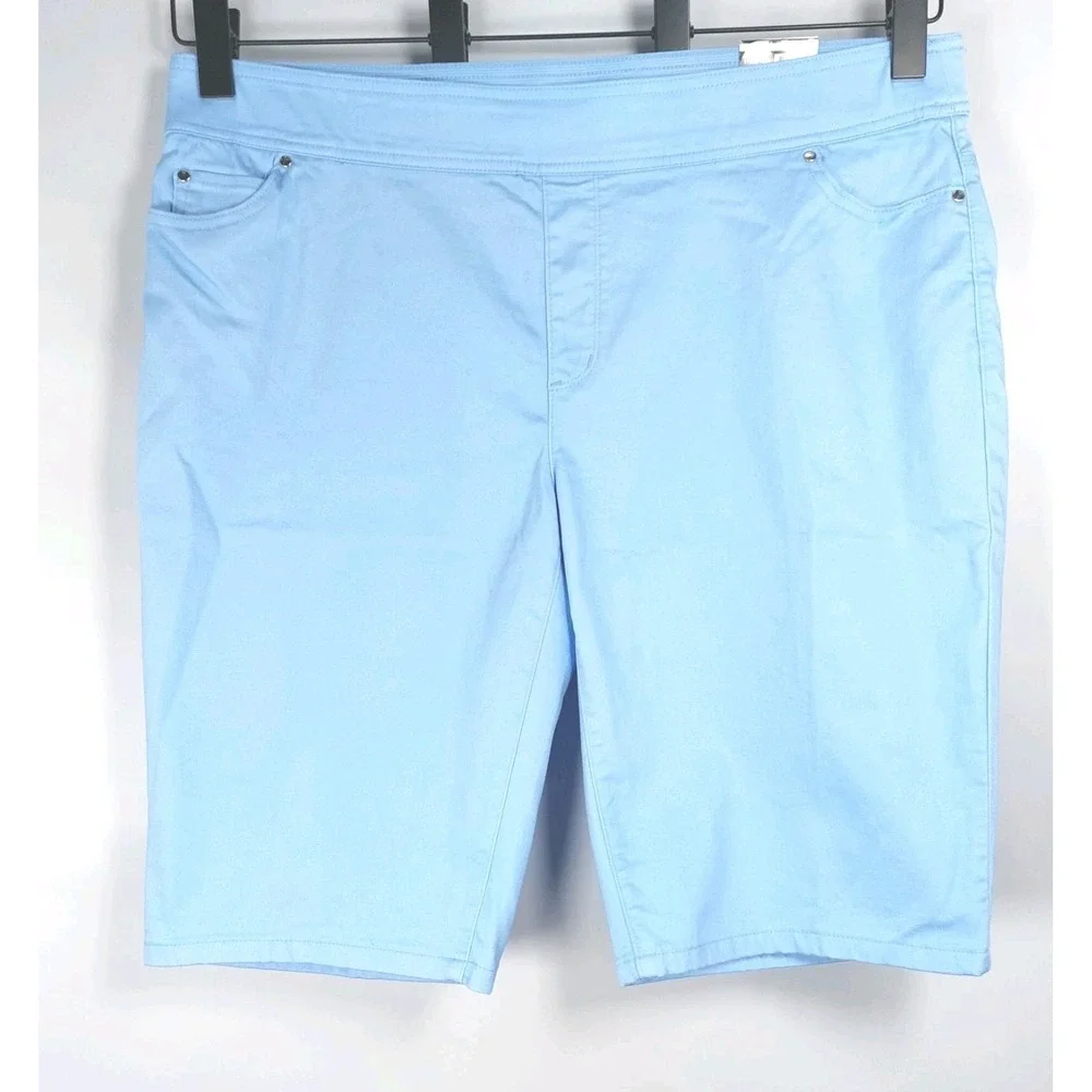 Kim Rogers Pull On Bermuda‎ Shorts Womens 14W Tummy Control Wonka Peri Blue