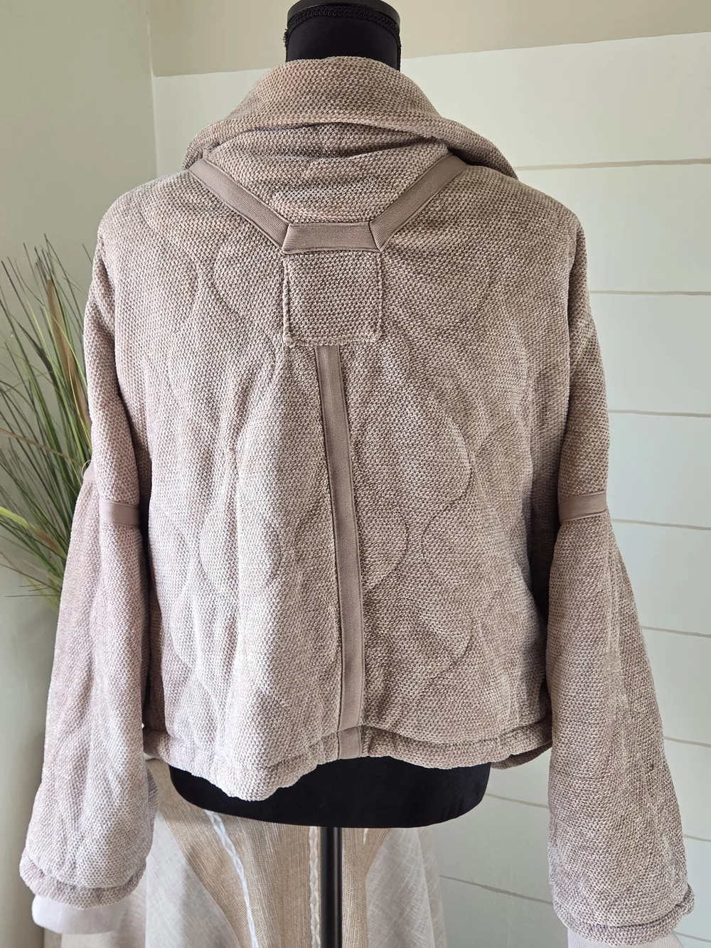 POL Mocha Plush Fleece Teddy Bear Coat Zip Up Bomber Jacket L Boho