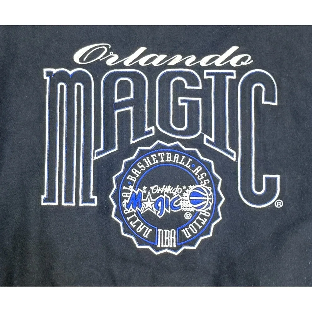 Logo Athletic Vtg Rare NBA‎ Orlando Magic Denim & Wool Varsity Jacket Size XL