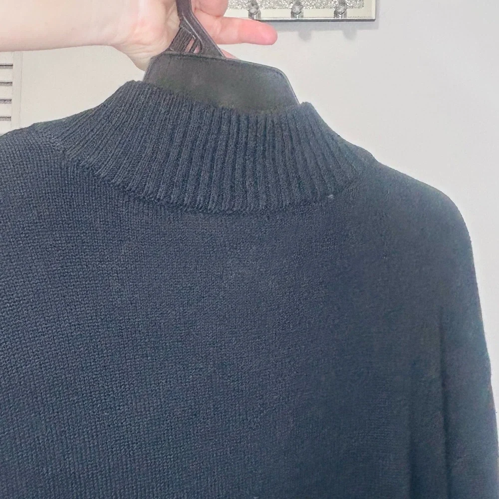 Men's Black Half-Zip Sweater with Flag Patch