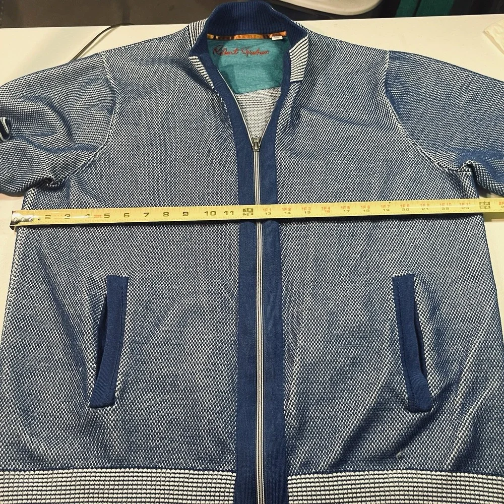 Robert Graham Mens‎ Stefan Full Zip Wool Blend Knit Sweater Blue Sz XXL EUC
