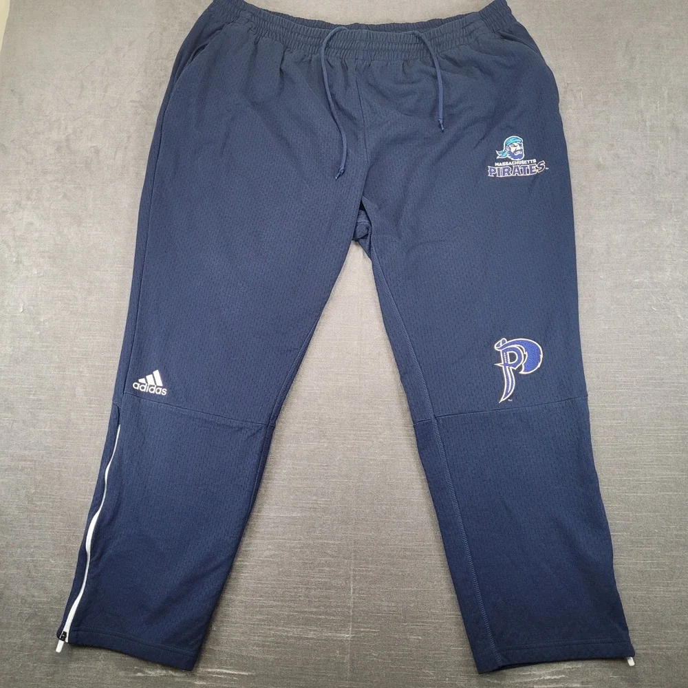 Adidas Mens 3XL Massachusetts Pirates IFL Navy Blue Mesh Training Pants Zip Cuff