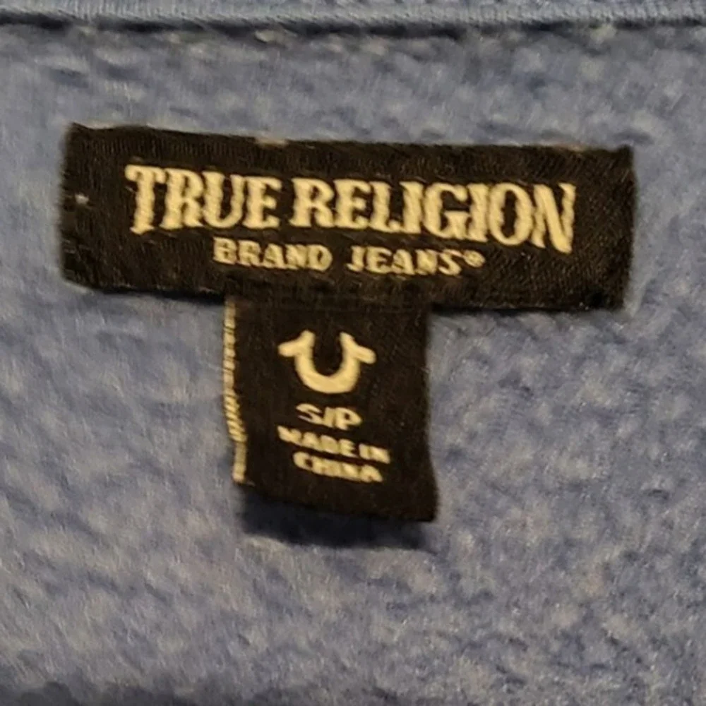 True Religion Men's Sweatshirt World Tour Blue Black Ombre Pullover Size‎ Small