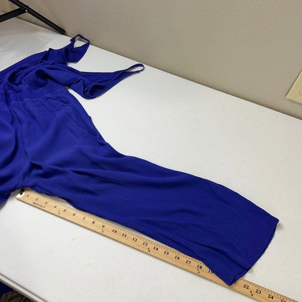 Ba&sh Combinaison Flata Jumpsuit Size 1 Indigo Sleeveless Cropped Wide Leg Crepe