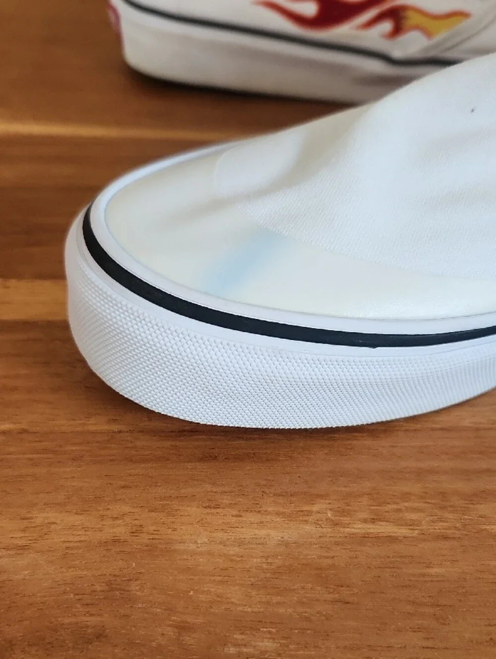 Vans x A$AP White /Red Flame Classic Slip On Mules Shoes Mens Size 8 Womens 9.5
