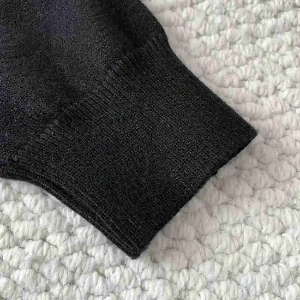 Burberry Black Crew Neck Sweater Blue Equestrian Logo Knit Top