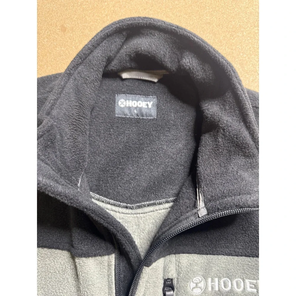 Hooey Mens Fleece Vest Full Zip Sleeveless Gray Black‎ Outdoors Casual