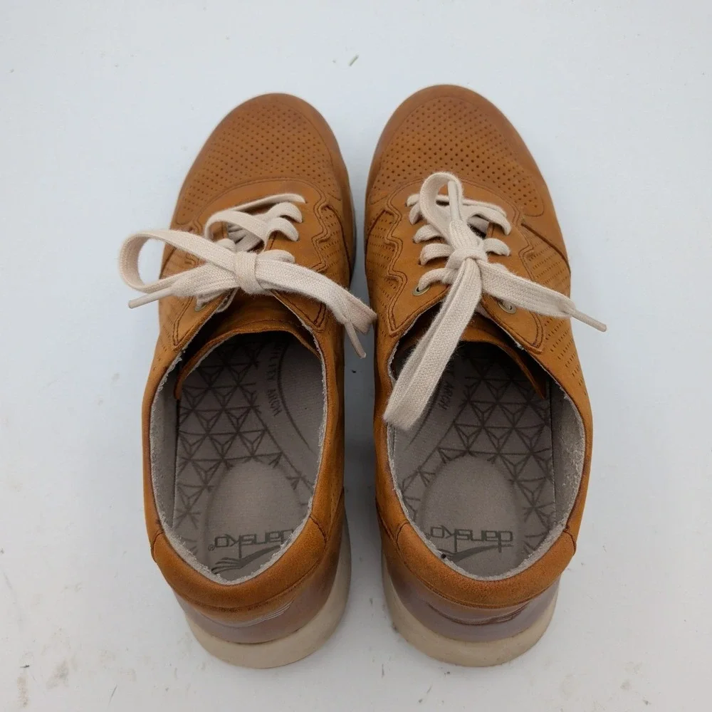 Dansko Christina Saddle Burnished Nubuck Leather Perforated Sneakers 40 Comfort