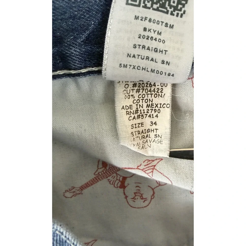 True Religion Section Straight Jeans Mens 34 Blue Denim Medium Wash M2F800TSM