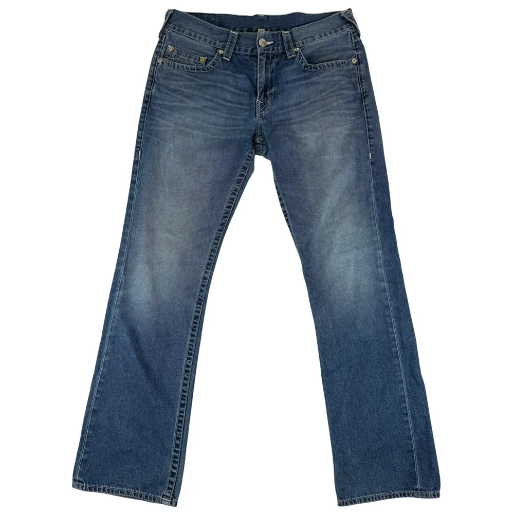 True Religion Section Straight Jeans Mens 34 Blue Denim Medium Wash M2F800TSM