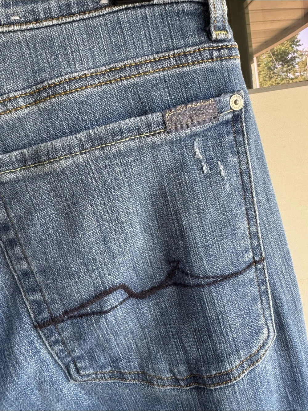 7 For All Mankind Light Blue Straight Leg Jeans