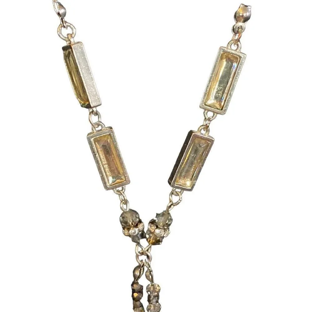 Anne Taylor loft long black crystal tassel necklace
