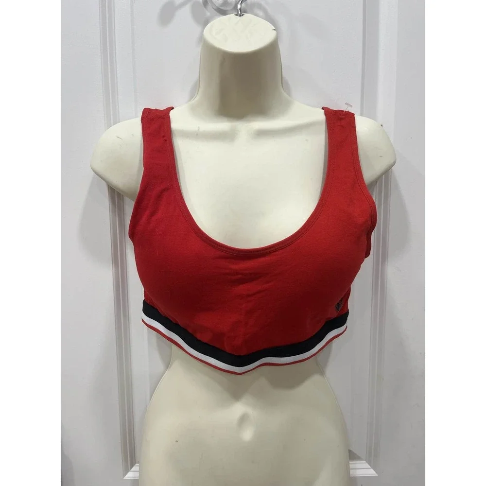 US Polo Assn Sports Bra Red Black White Logo Scoop‎ Neck