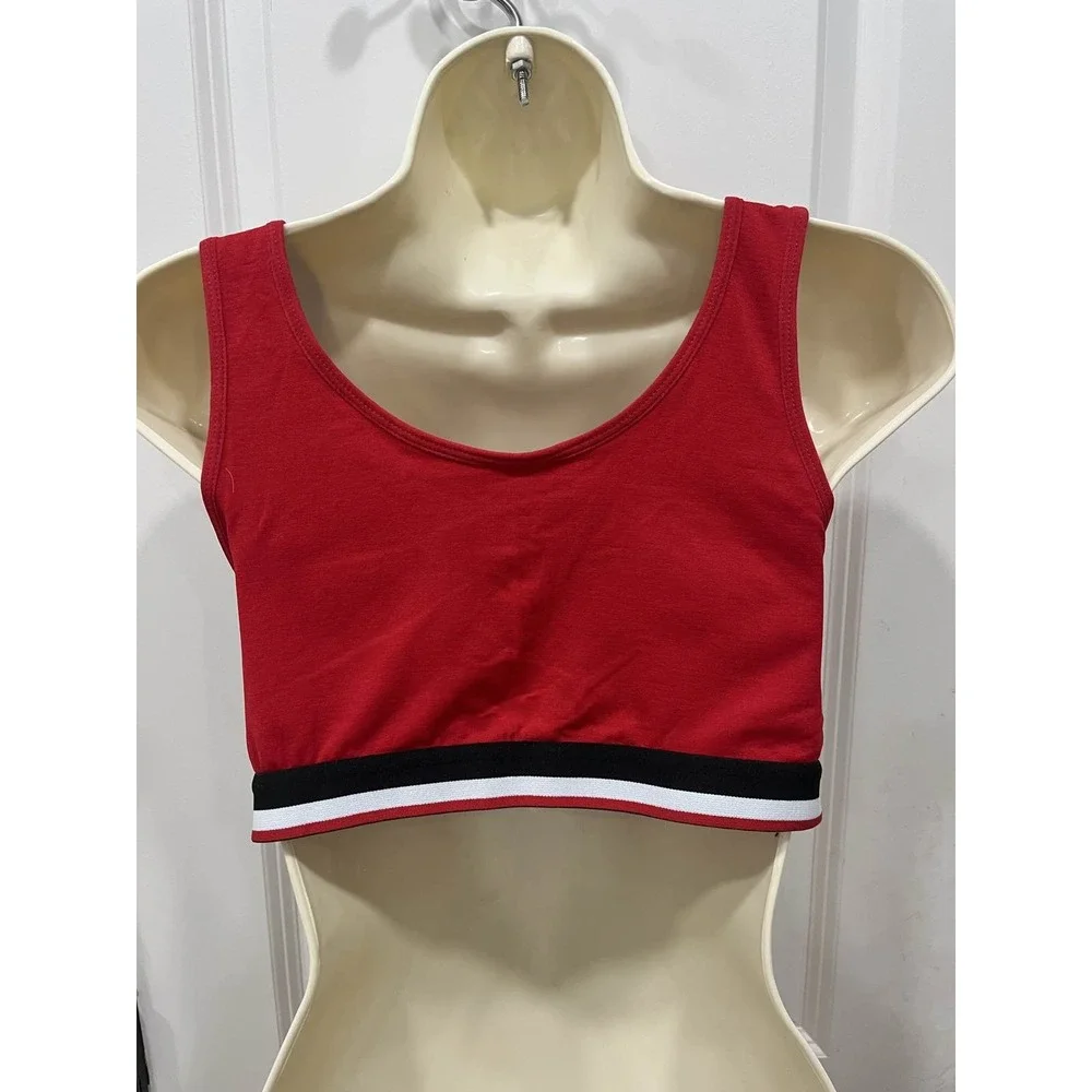 US Polo Assn Sports Bra Red Black White Logo Scoop‎ Neck