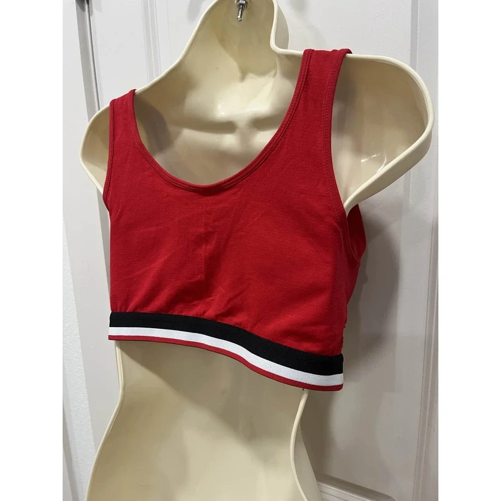 US Polo Assn Sports Bra Red Black White Logo Scoop‎ Neck