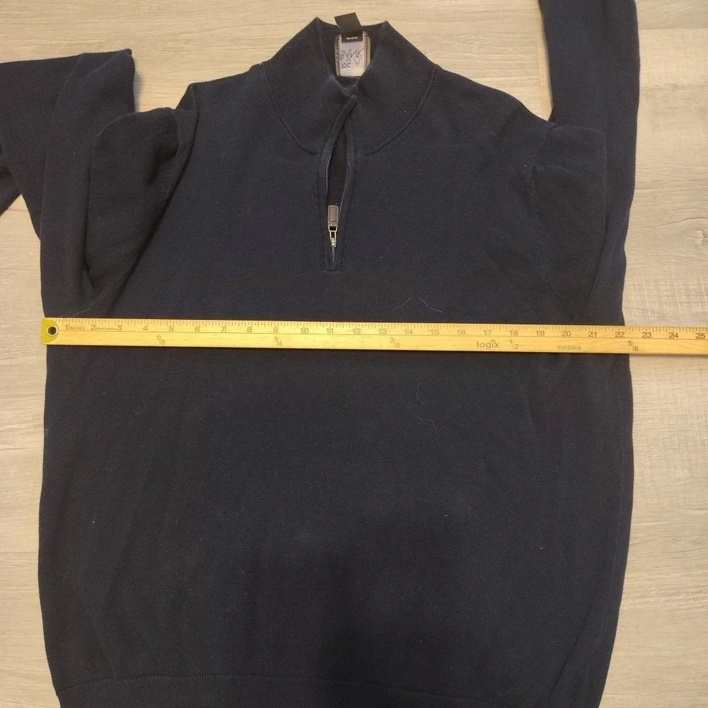 Jos A Bank Sweater Men's XL‎ Navy Blue Knit Fisherman 1/4 Zip Preppy Cotton Pima