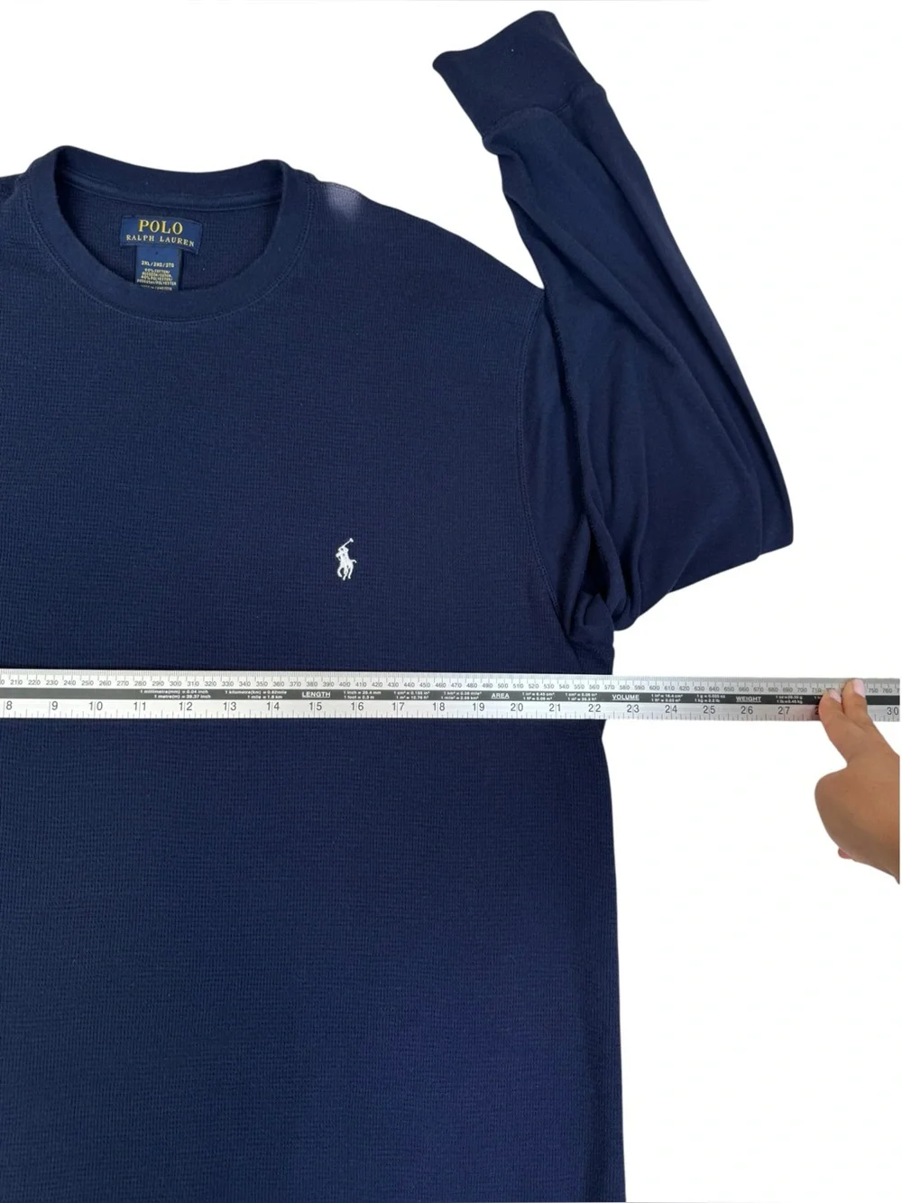 Polo Ralph Lauren Navy Blue Waffle Knit Thermal Long Sleeve Shirt 2XL Big & Tall