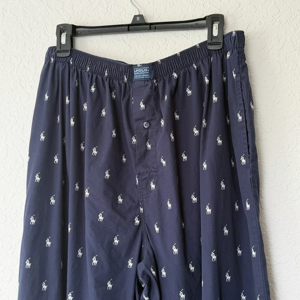 Polo Ralph Lauren Pony Mens Pajama Pants Large Baggy Cotton Preppy Vtg Old Money