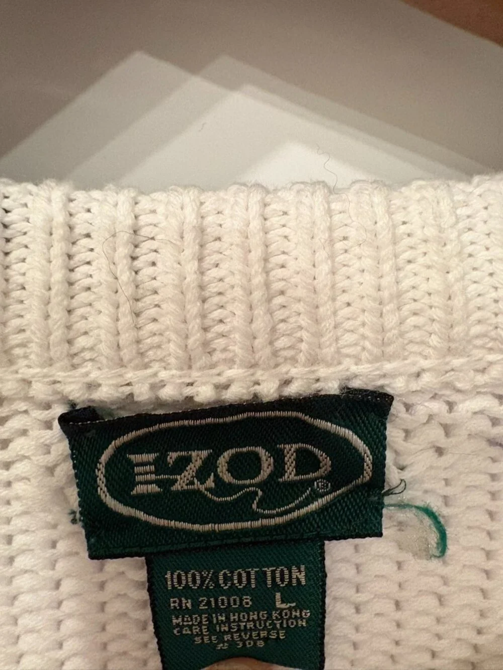 IZOD Vintage Fair Isle Cotton Sweater Blue Red Geometric Ski Crewneck Men’s L