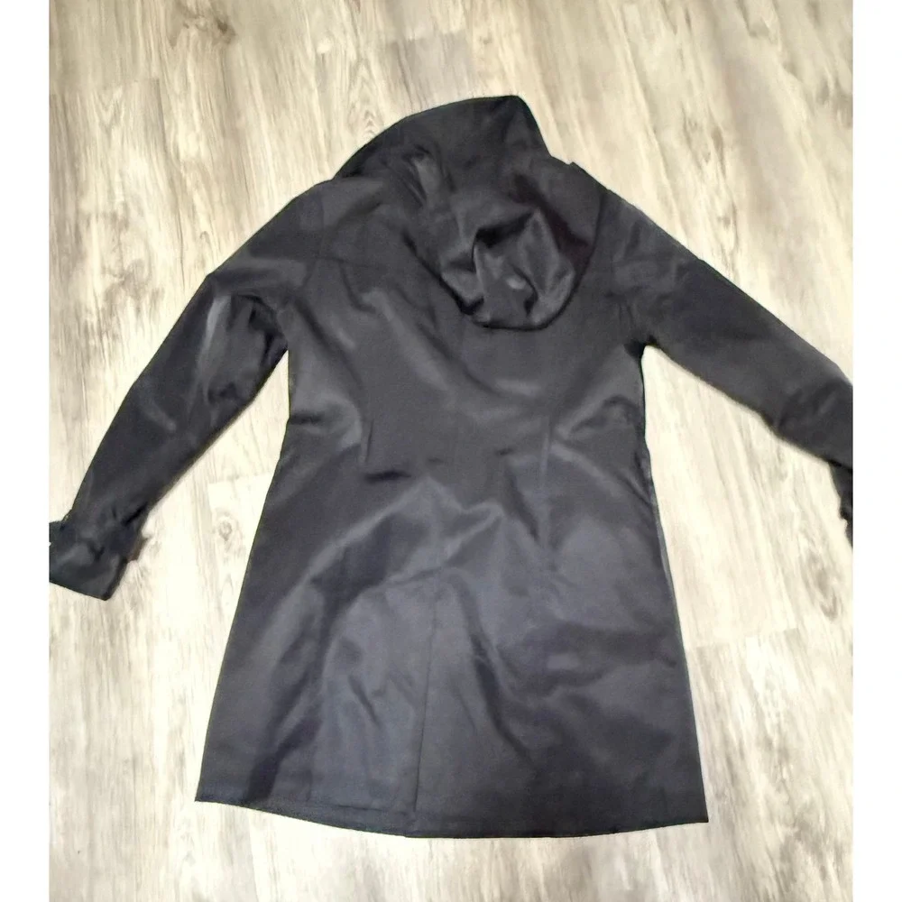 Michael‎ Kors removable hooded double breast hooded trench coat long black small