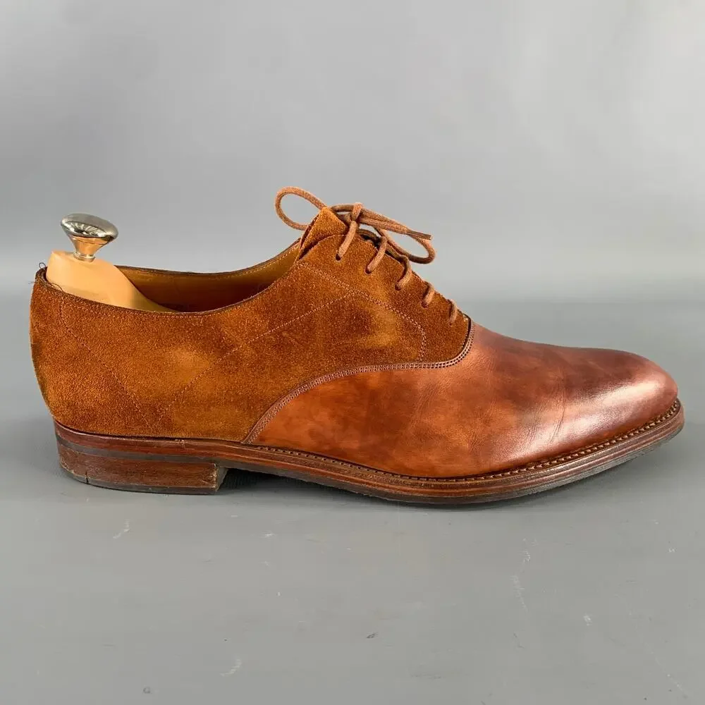 JOHN LOBB Size 9 Camel Leather Pointed Toe Lace Up Shoes