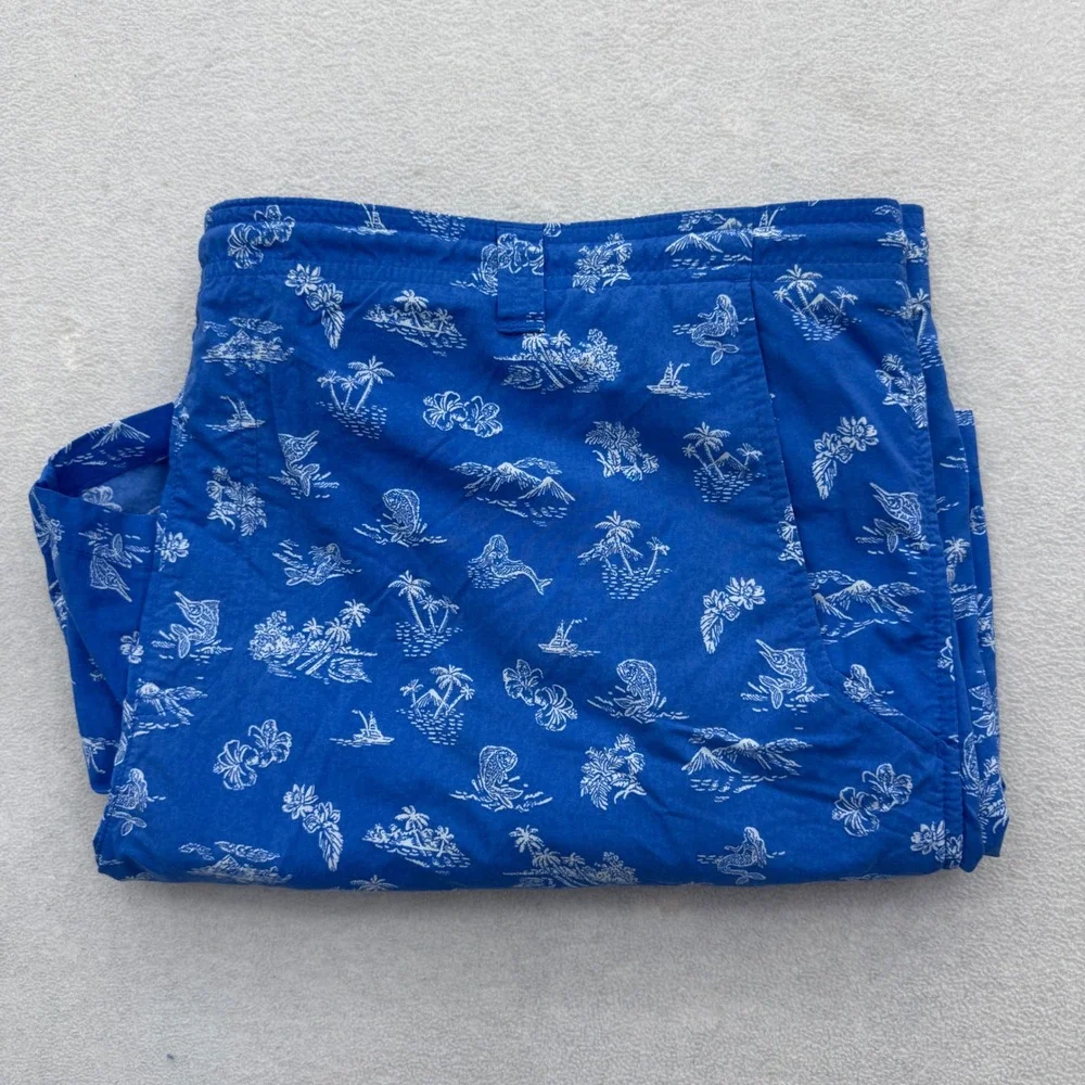 Columbia PFG Swim Trunks Shorts Mens XL Blue Island Mermaid Fish Fishing