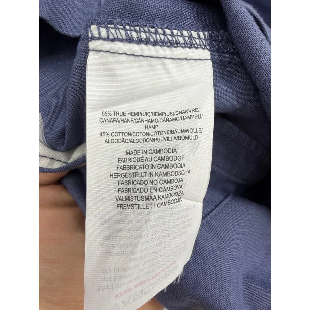 Muji Hemp Cotton Blend Chore Jacket Womens XS Blue Button Front Lightweight Coat