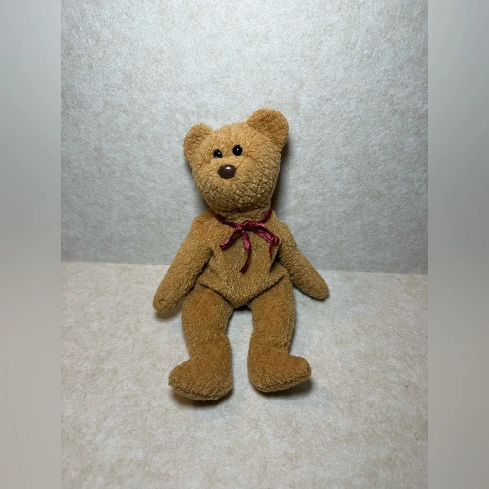 Vintage Rare Ty Beanie Babies Curly The Teddy Bear Plush Kids Toy 1993 Error