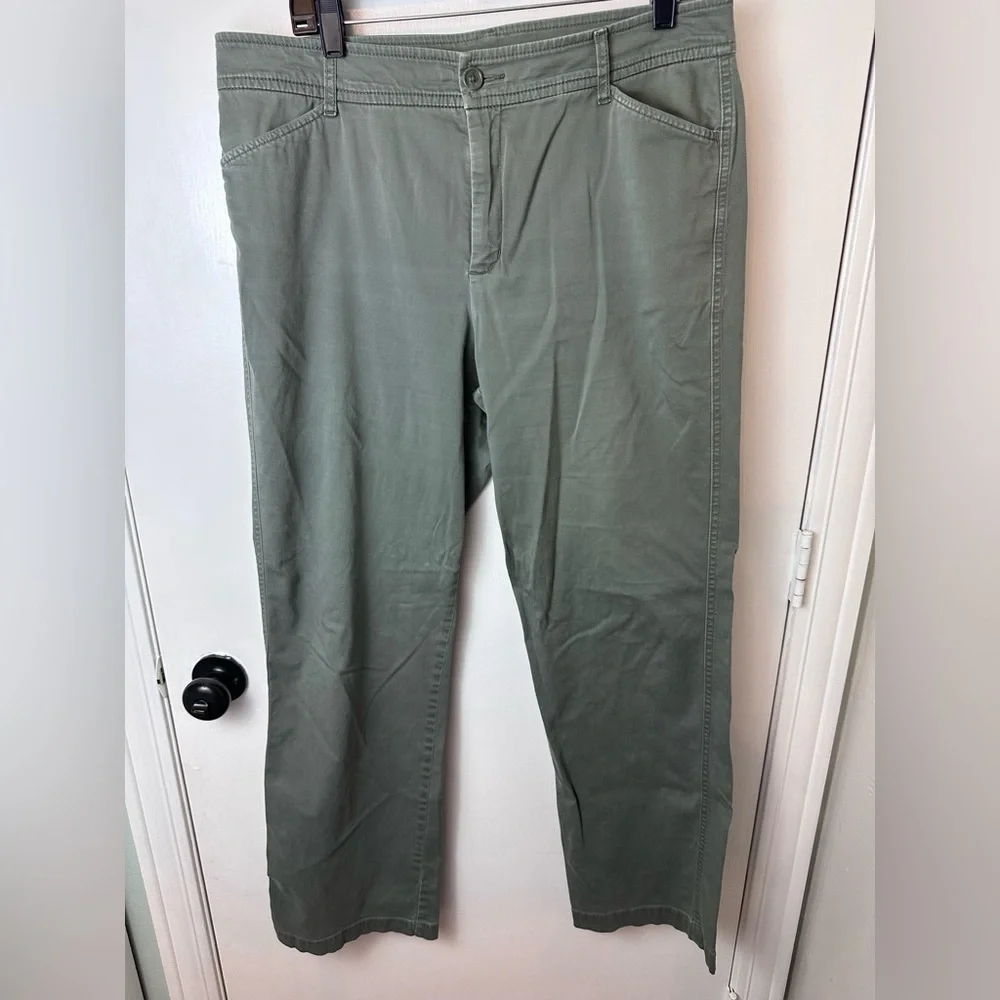 Charter Club Women’s Green Olive Allison Fit Full Length Pants Size 14 #1676