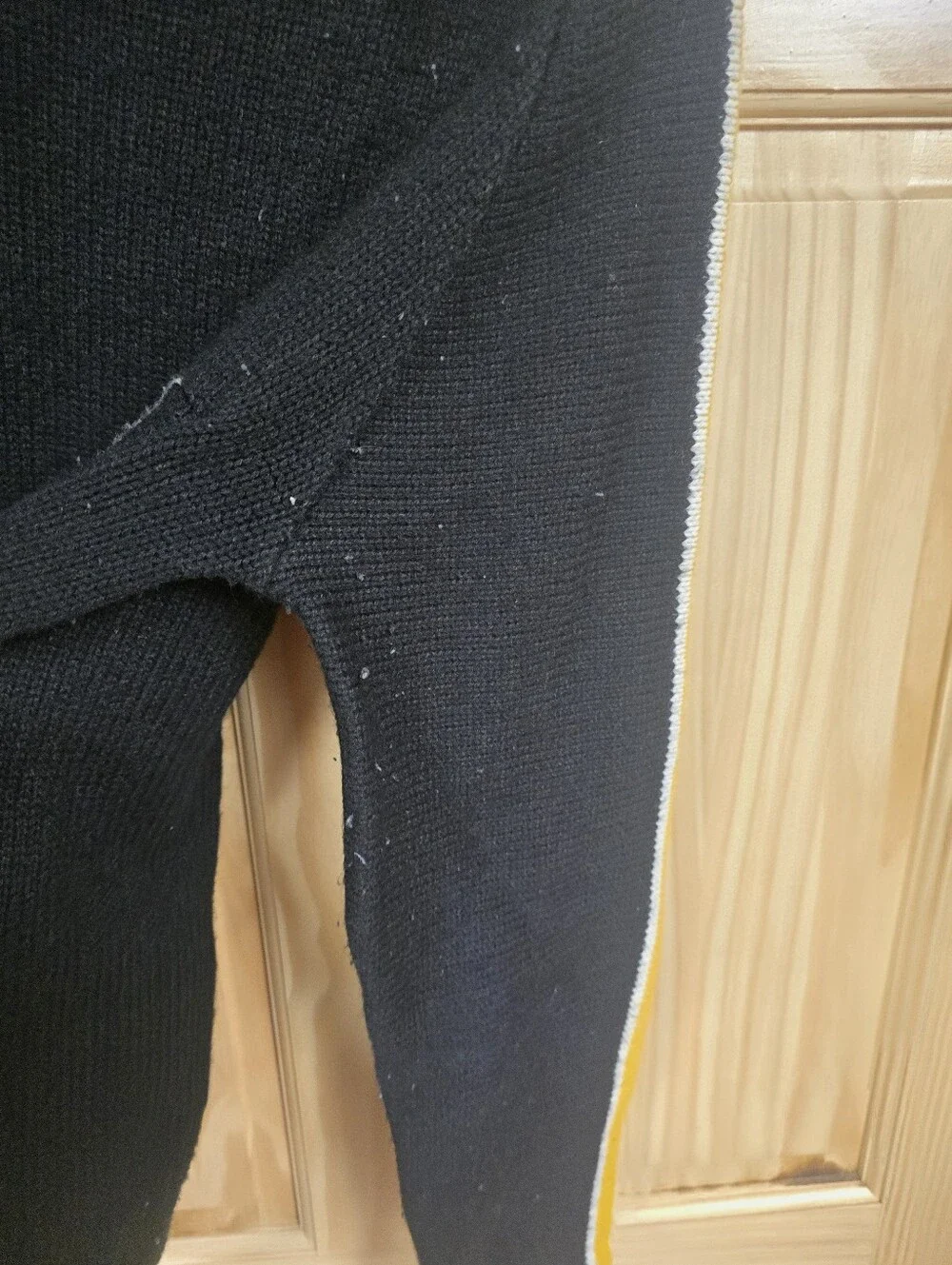 Men's Black Turtleneck Sweater with Contrast Stripe Detail