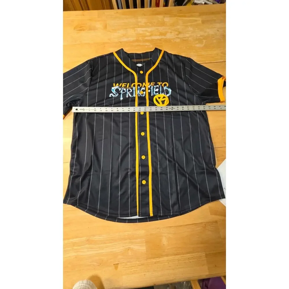 The Simpsons Bart Simpson Baseball Jersey Mens XL Black Orange Springfield