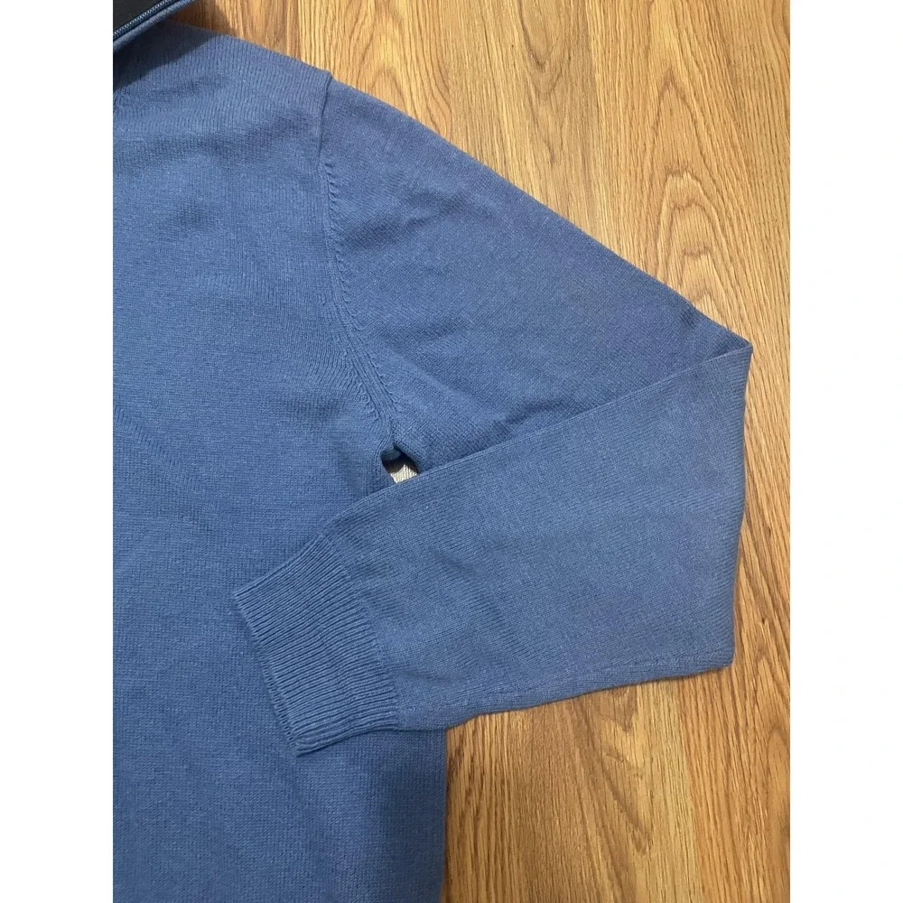 Brooks Brothers Sweater Mens Large Cashmere Blend 1/4 Zip Pullover Blue