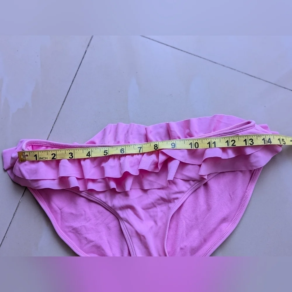 Body swimwear pink ruffle bikini size 10 bottoms polyester