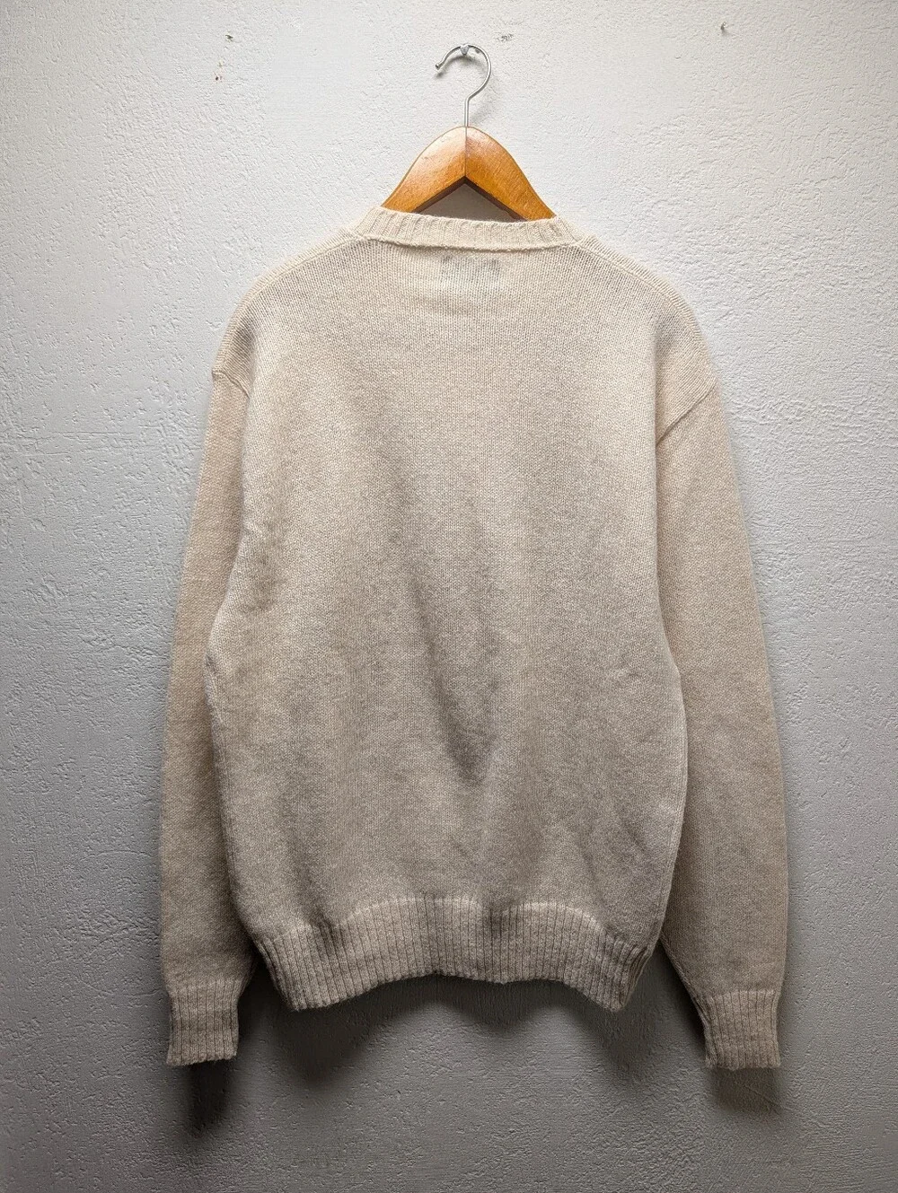 Vintage Puritan Aquamatic Mens XL Beige Wool Blend Crewneck Pullover Sweater