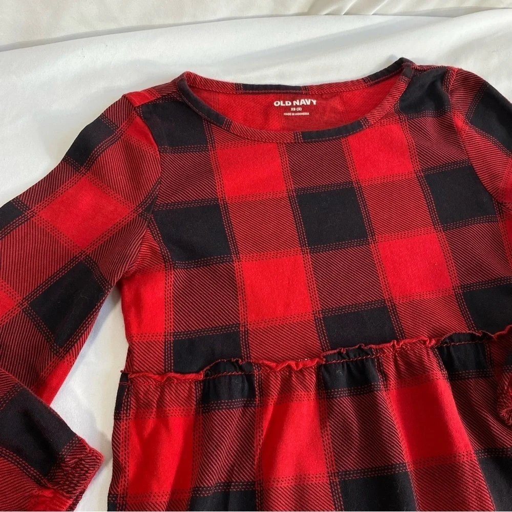 Old Navy Red Buffalo Check Plaid Tiered Ruffled Dress